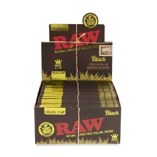 Raw Black Organic Hemp Natural Unrefined Rolling Papers King Size Slim