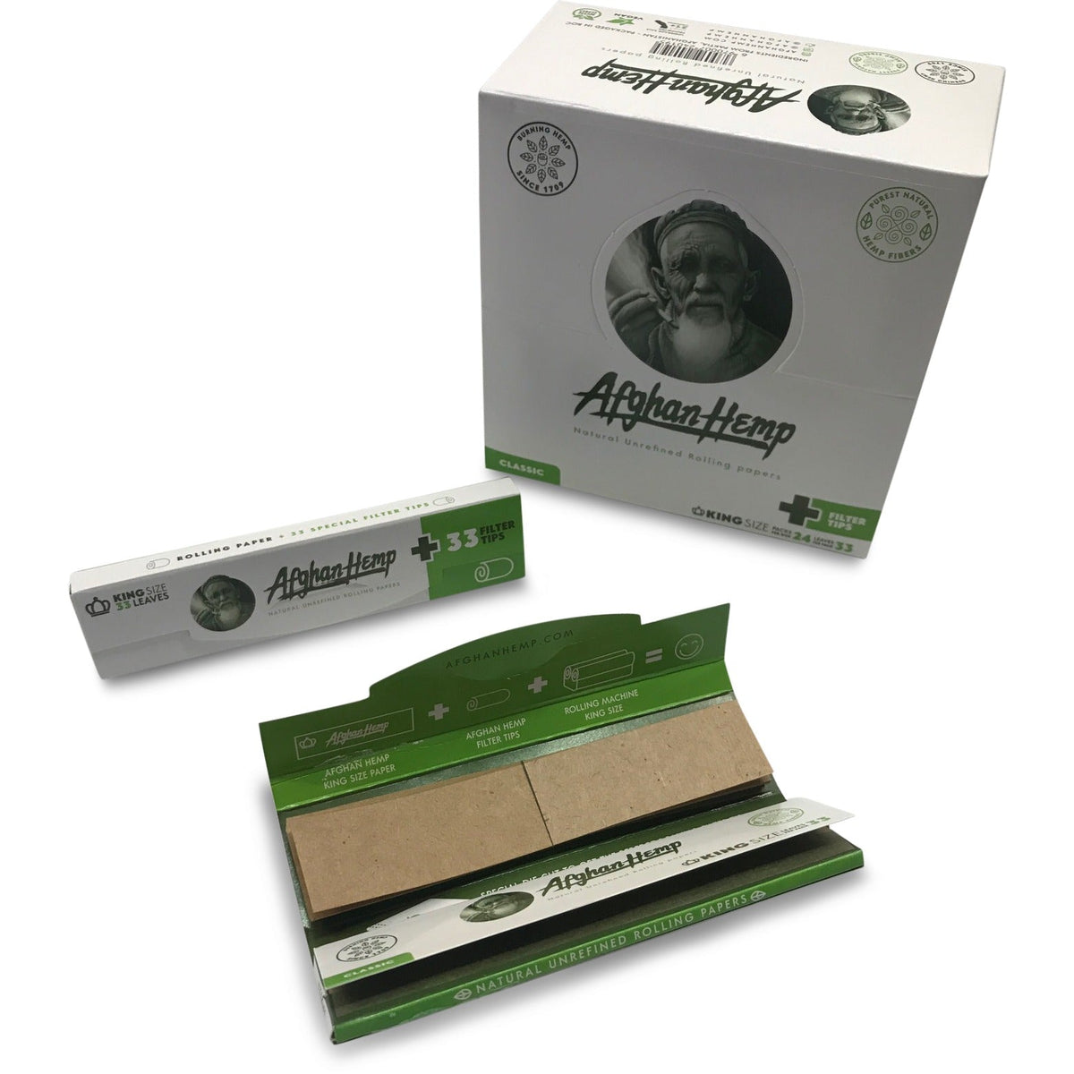 Afghan Hemp Rolling Papers - King Size + Tips